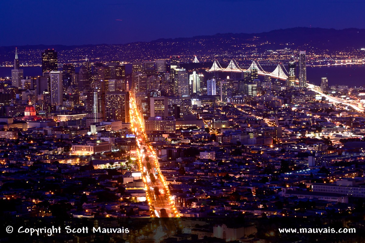 Dusk falls on San Francisco