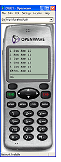Figure 2: The Mobile Forms calendar control renders differently depending on the type of mobile device. In IE it displays an entire month at once, while on a WAP phone you need to drill down to get the date.
