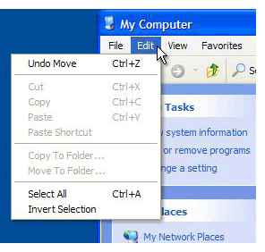 Figure 2. Menu for right-handed users.