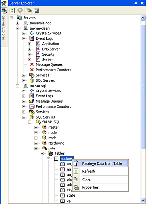 Figure 2: Server Explorer lets you examine resources on any server without ever having to leave Microsoft Visual Studio .NET.